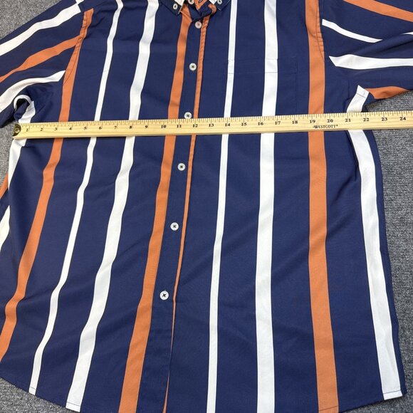 International Report 4-Way Stretch Shirt Men's XL Short Sleeve Striped Blue - Picture 4 of 9